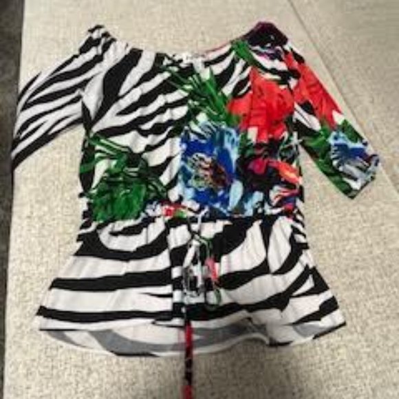 Joseph Ribkoff Zebra Floral Tunic - Picture 1 of 8
